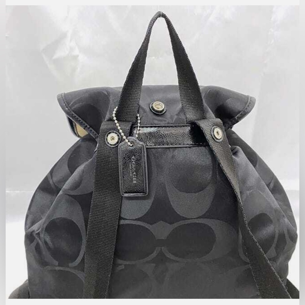 Coach Rucksack EC-22300 Black Signature F77350 Good Condition Canvas Leather - Picture 10 of 13